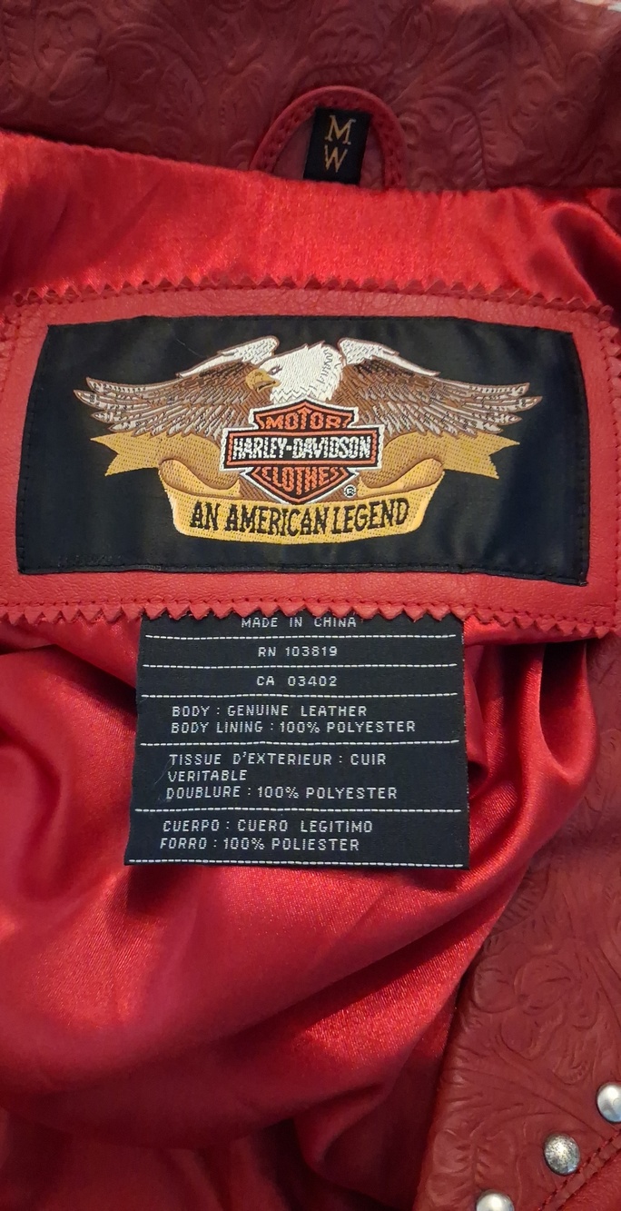 Vintage 2-Piece Harley-Davidson Red Studded Leather Jacket/Pants Set. 2003 (M) - Picture 15 of 16